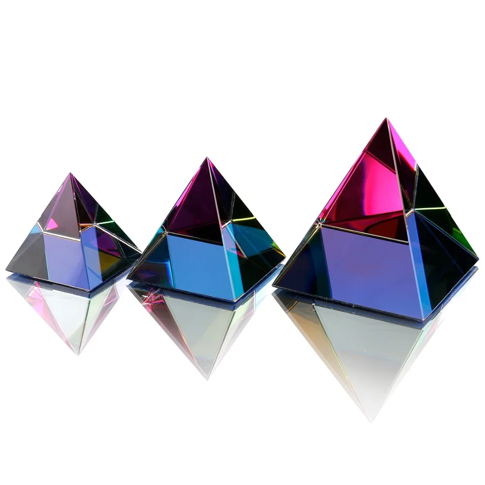 3 размера Египетский Кристалл Стекло Пирамида фэн шуй кристаллы ремесло орнамент чакра исцеляющий амулет домашний декор(многоцветный