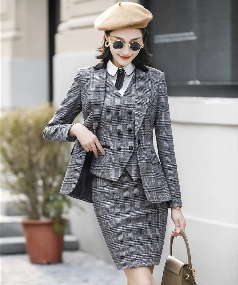 High Quality Fabric Formal 3 Piece Set Blazers Women Blazers Suits With ...