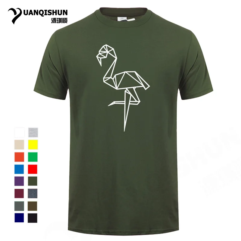 

Geometric Animal Printing T shirt Polygonal Bird Abstract Art Tshirt Flamingo Red-crowned Crane Simple Line Art T-shirt Unisex