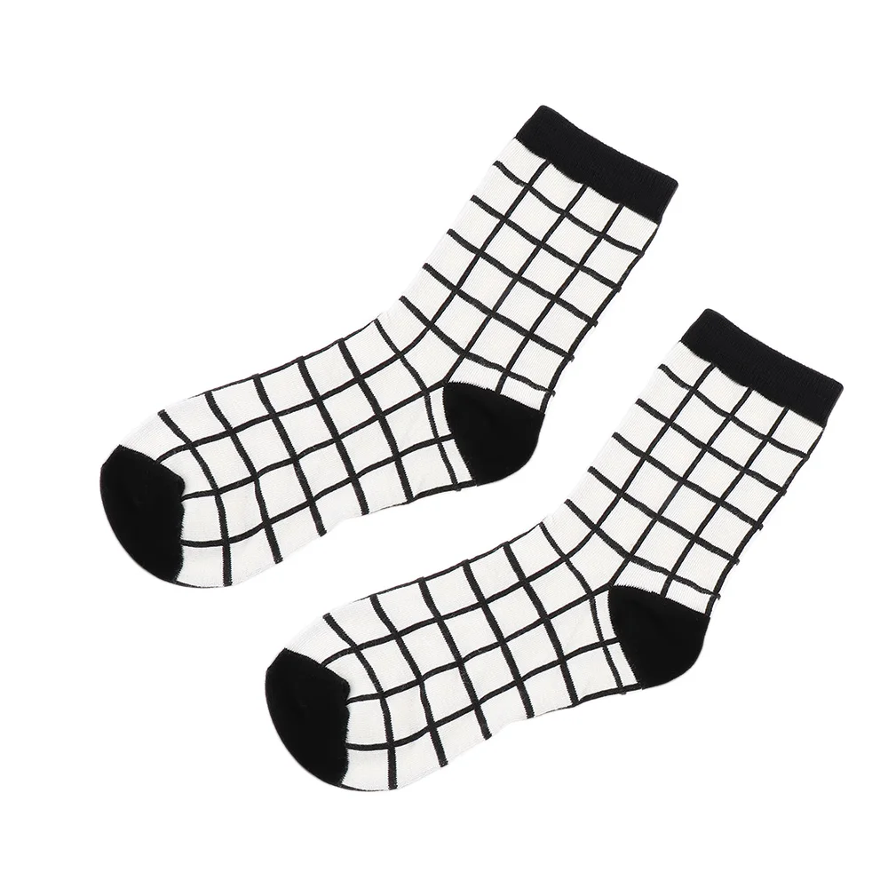 Модные стильные хлопковые носки для женщин и мужчин, полосатые носки с принтом «гусиная лапка», Повседневные Дышащие носки на весну и осень