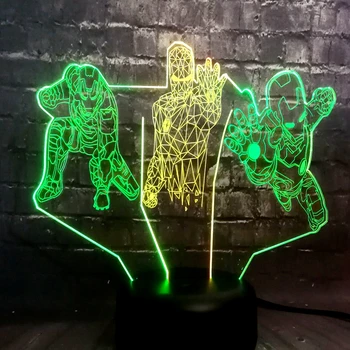 

Hot Movie Avengers Marvel Hero Super Iron Man LED Mixed 7 Color USB Remote Charge Baby Produce Night Lamp Fans Friends Fun Gift