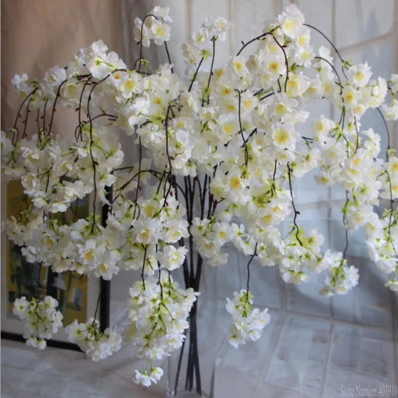 Натуральный вертикальный Шелковый цветок вишни для свадебного украшения DIY вишневые деревья искусственный букет цветов большого размера 1 шт. украшение