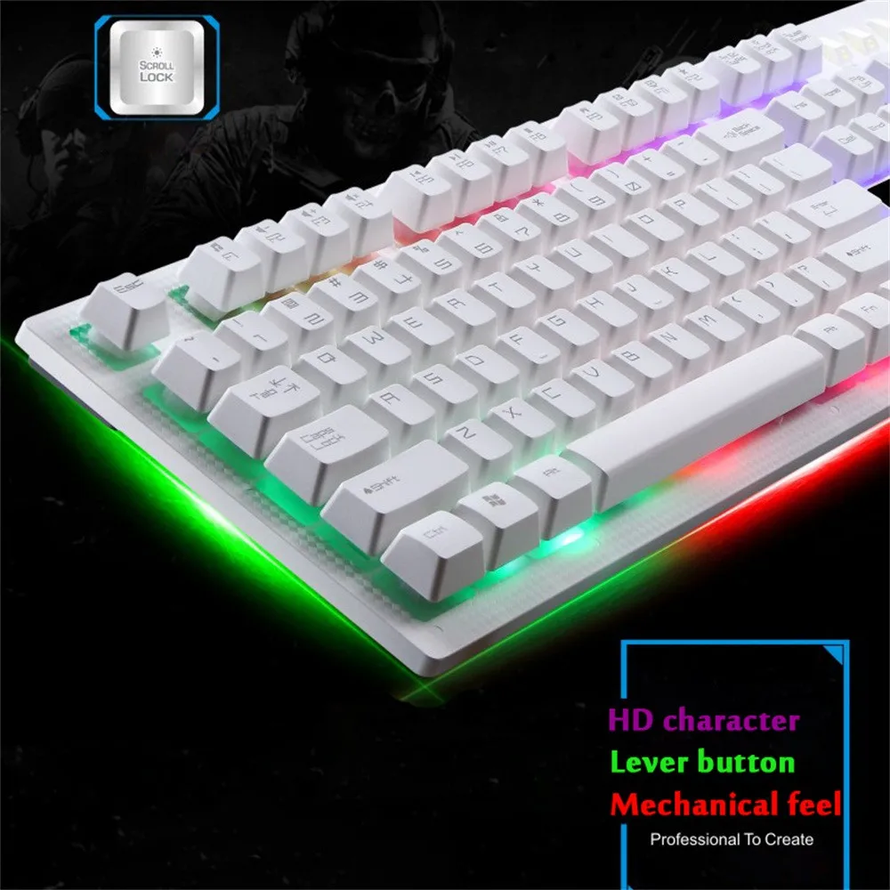 Binmer Gaming Keyboard G20 светодиодный Радуга Цвет Подсветка игры USB Проводная клавиатура и мышь комплект td15 Прямая доставка