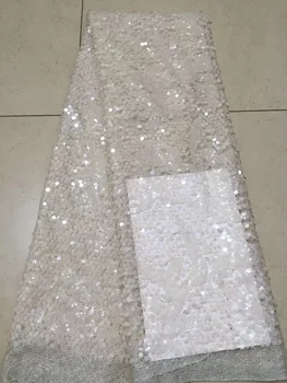 

The latest African French lace fabric 2018 high quality African tulle sequins lace fabric African lace CD2602