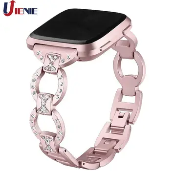 

Replacement Watch Band Straps for Fitbit Versa Smart Bracelet Wristband Luxury Meatal with Rhinestone Watchband for Fitbit Versa
