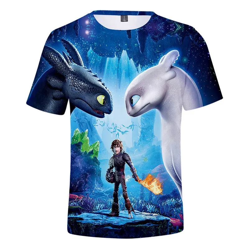 Коллекция года, футболка с карманом и беззубиком милые топы для мальчиков, футболки с 3D рисунком «Как приручить дракона 3» летняя серая одежда хлопковая футболка - Цвет: As the Photos