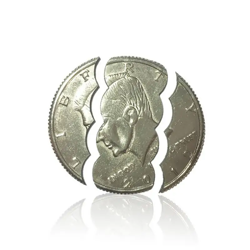 New-Hot-Two-Fold-Bite-Coin-Dollars-Magic-Close-Up-Street-Magic-Trick-Prop-Bite-Coin