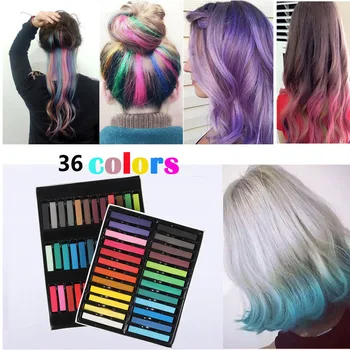 

36/24pcs Hair Chalk Colors Hair Color Crayons Powder Temporary Dye Multicolor Paint Disposable Beauty Soft Pastels Festival Salo