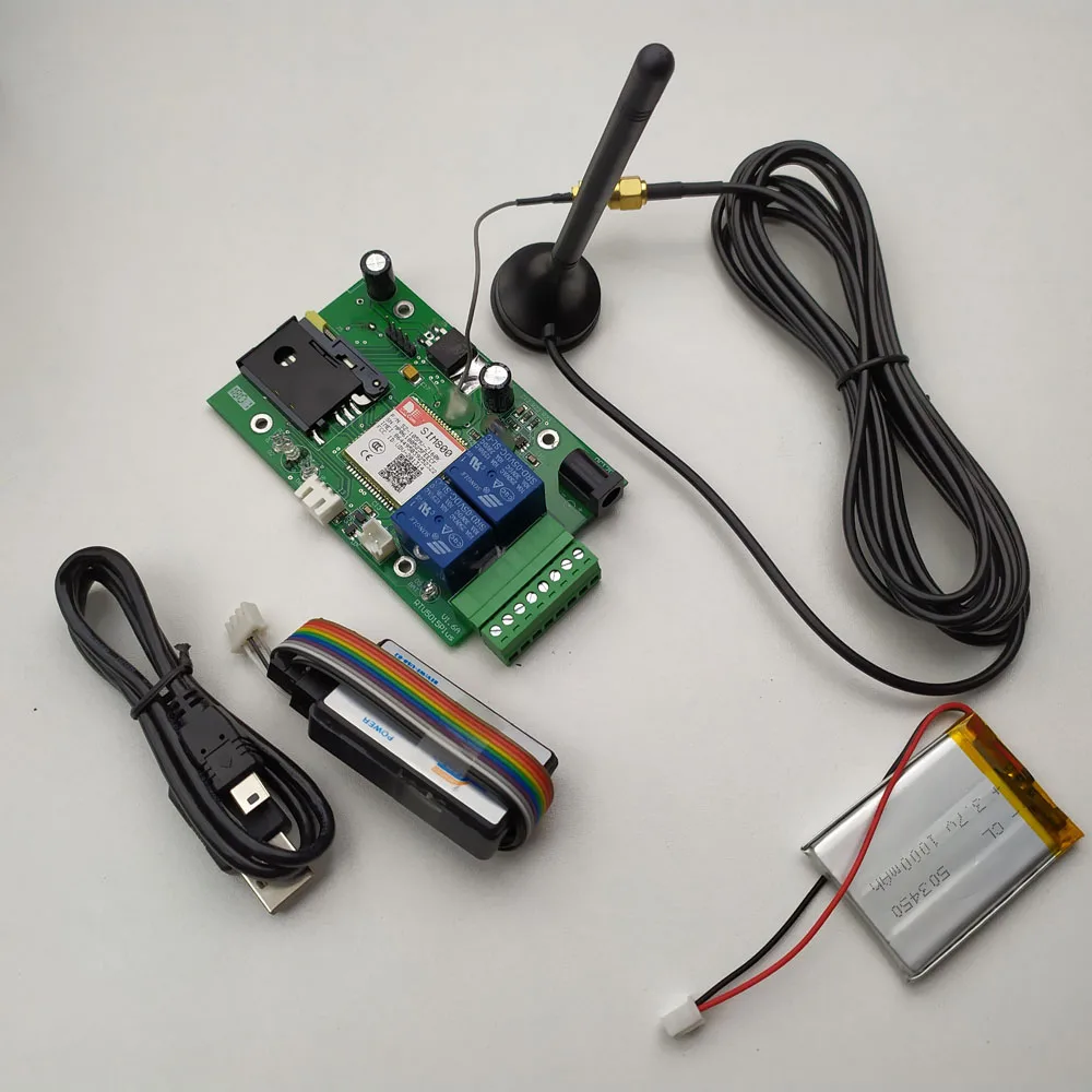 RTU5015 Plus GSM Remote board with two alarm input and one relay output and SMS control Battery for power off alarm