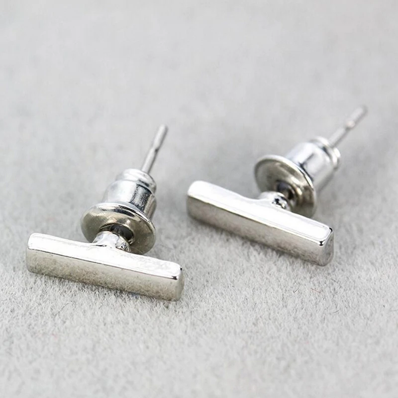 Новые трендовые серьги-гвоздики, хорошее ювелирное изделие, серьги с геометрическим узором, простые женские серьги с Т-образным ремешком, мода, золотые, серебряные, в стиле панк