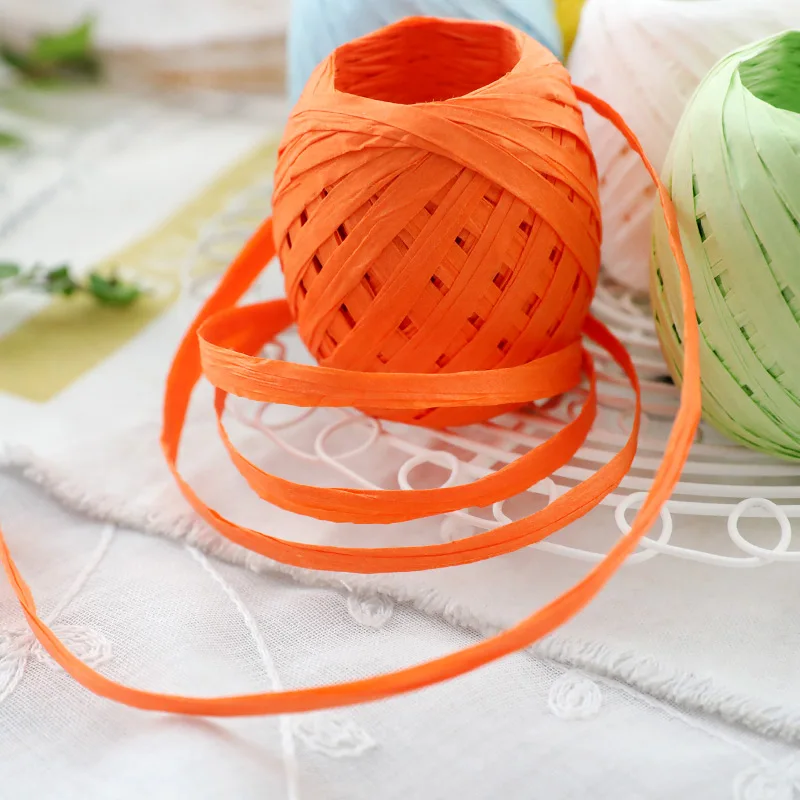C-Pioneer 20M Raffia Paper Ribbon Decoration Flowers Gifts Crafts Scrapbooks 13 Colors Red