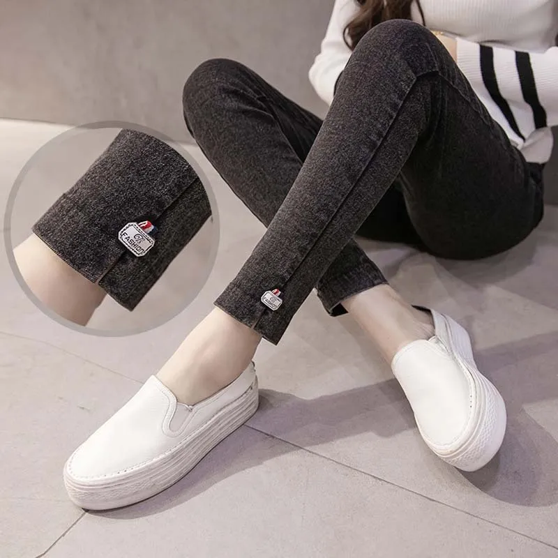 

Elastic Waist Stretch Denim Maternity Belly Jeans Autumn Spring Pants Clothes for Pregnant Women Pregnancy Pencil Trousers