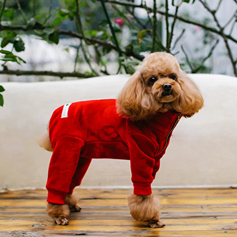 

Pet Dog Winter Clothes Warm Hooded Jacket Jumpsuits For Small Medium Dogs Thicken Double Layer Fleece Zipper Coat Chihuahua Pug