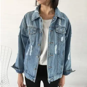 

2018 Women Basic Coat Denim Jacket Women Winter Denim Jacket For Women Jeans Jacket Women Denim Coat loose fit casual style