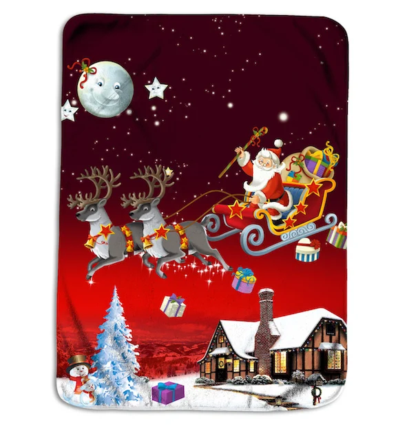 Рождественское покрывало темно-синее одеяло Санты - Цвет: JF185B