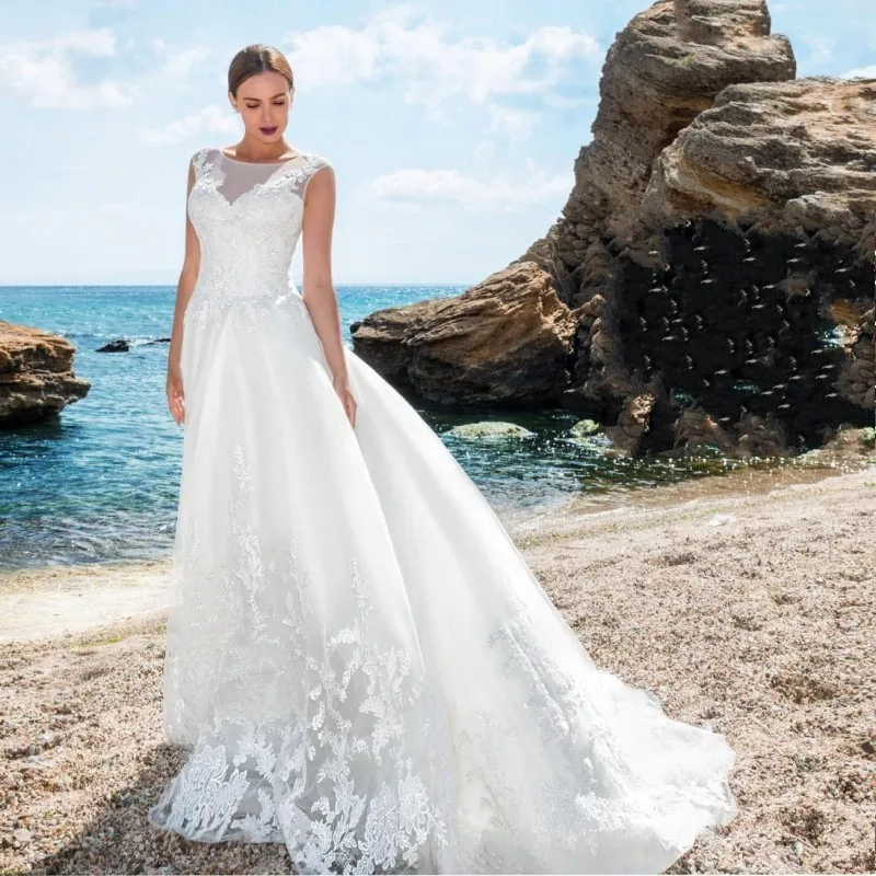 High Quality Tulle Summer Beach font b Wedding b font font b Dresses b font Scoop