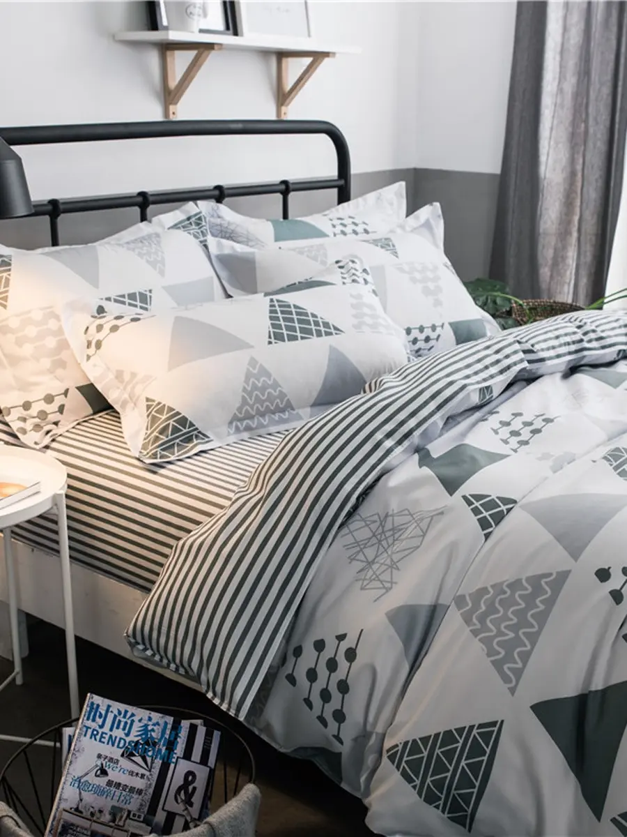 3/4 шт спальная кровать одежда с геометрическим принтом мягкие уютные постельные принадлежности набор