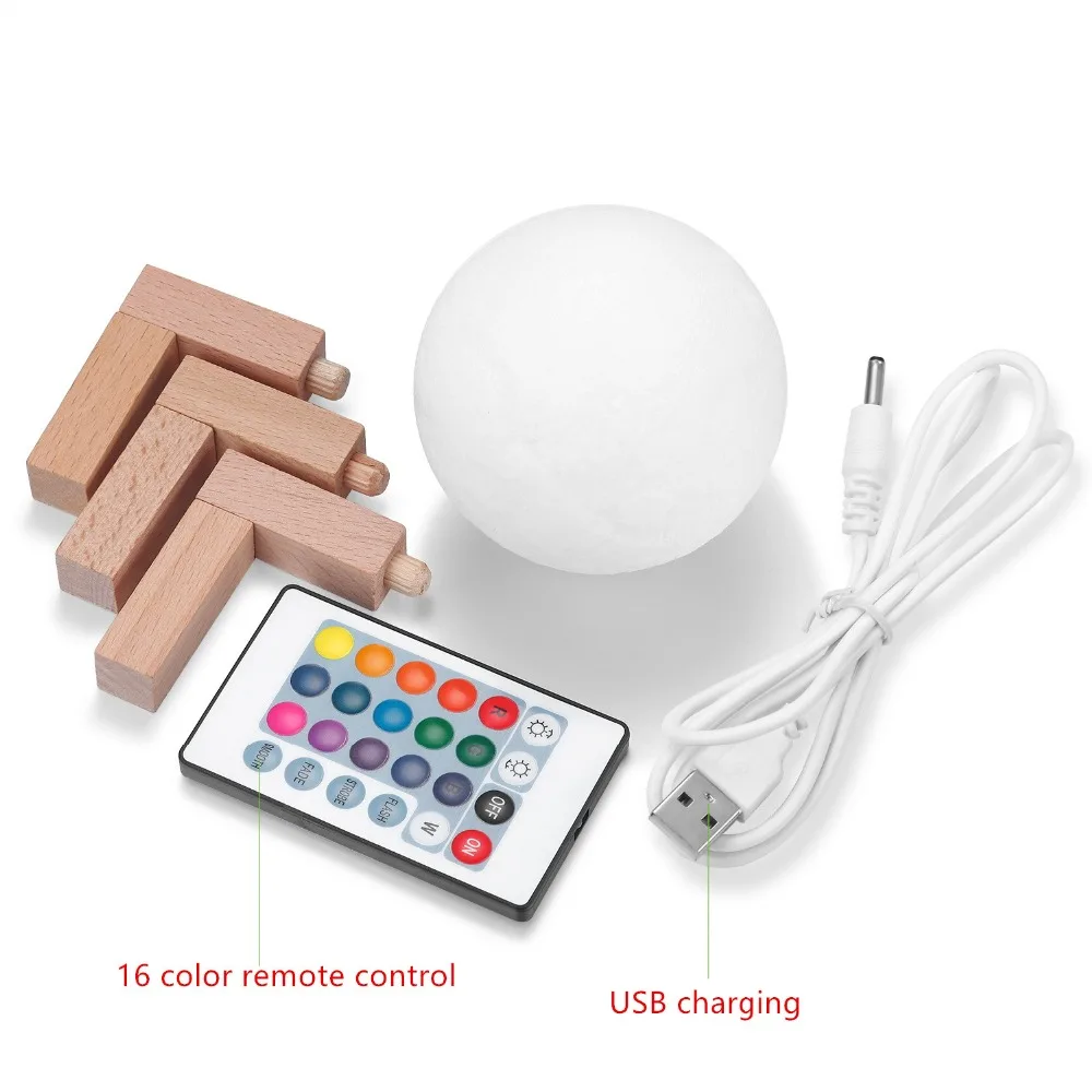 قابلة للشحن 3D طباعة مصباح قمري 2 أو 16 لون تغيير اللمس التبديل نوم خزانة ليلة ضوء ديكور المنزل الإبداعية هدية قابلة للشحن 3D طباعة مصباح قمري 2 أو 16 لون تغيير اللمس التبديل نوم خزانة ليلة ضوء ديكور المنزل الإبداعية هدية