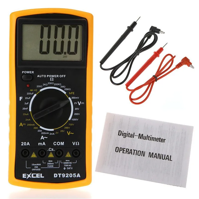 Профессиональный электрический ручной тестер PHISCALE DT9205A AC/DC с ЖК дисплеем
