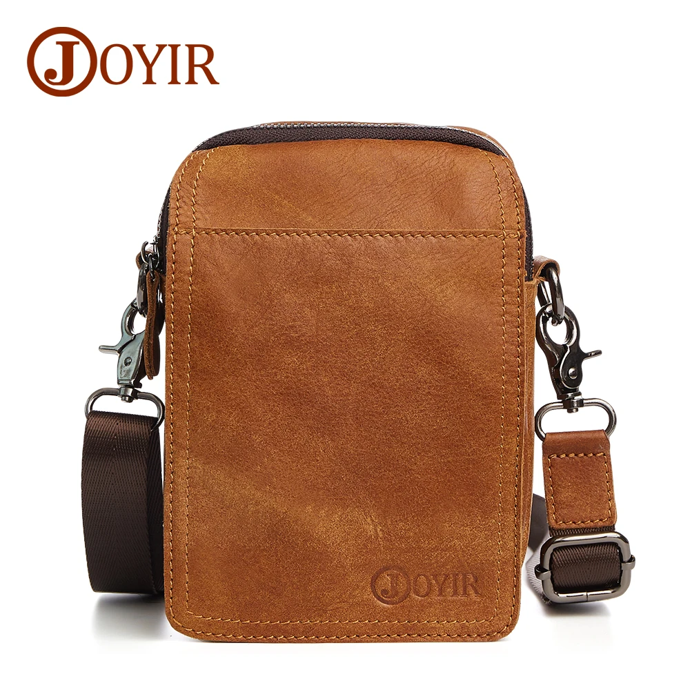 

JOYIR Genuine Leather Bag Men Messenger Bags Small Travel Money Pack Shoulder Crossbody Bags Waist Pack Waist Bag Belt Leather