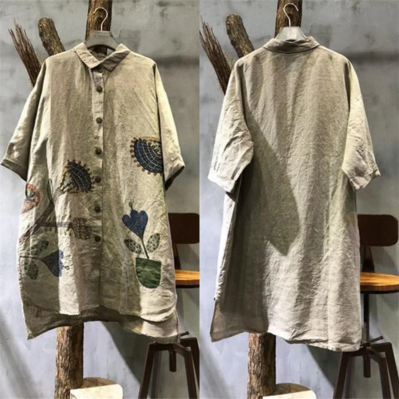 WUZHONGREN 2018 Spring Summer Blouse Women Shirt Half Sleeve Tops Loose Fit Cotton and linen Top Casual Shirt For Ladies Blouses