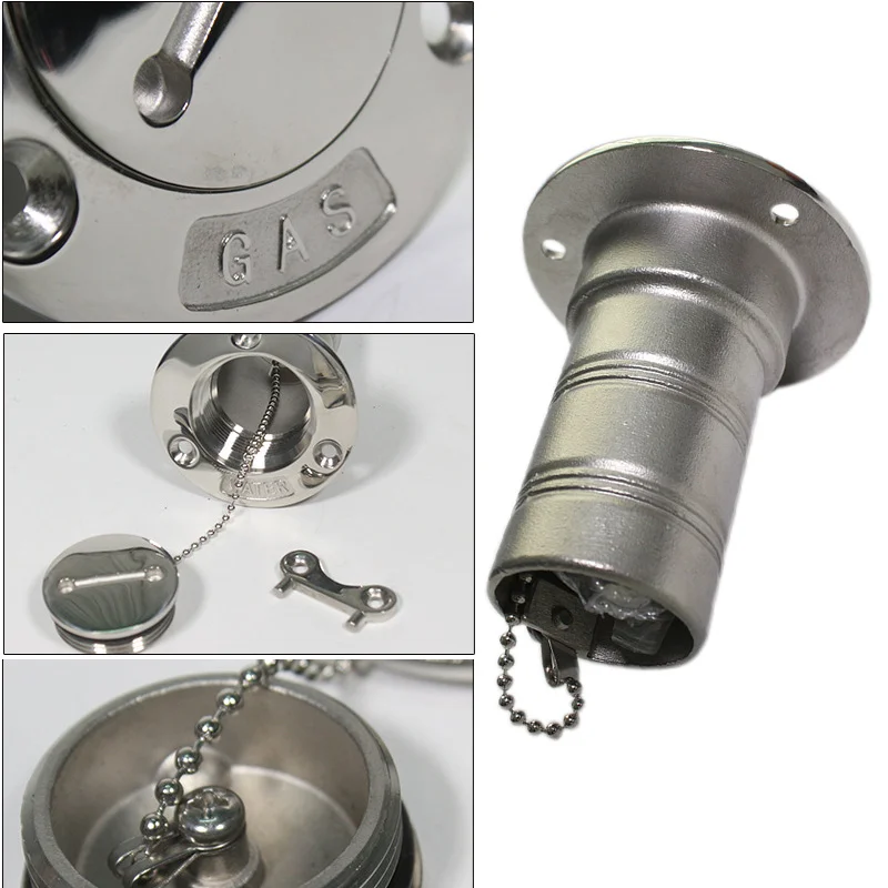 

38mm Marine Stainless Steel Boat Deck Fill/ Filler Port Gas Fuel Tank W/ Key Cap Random Carved Word JD9 WWO66