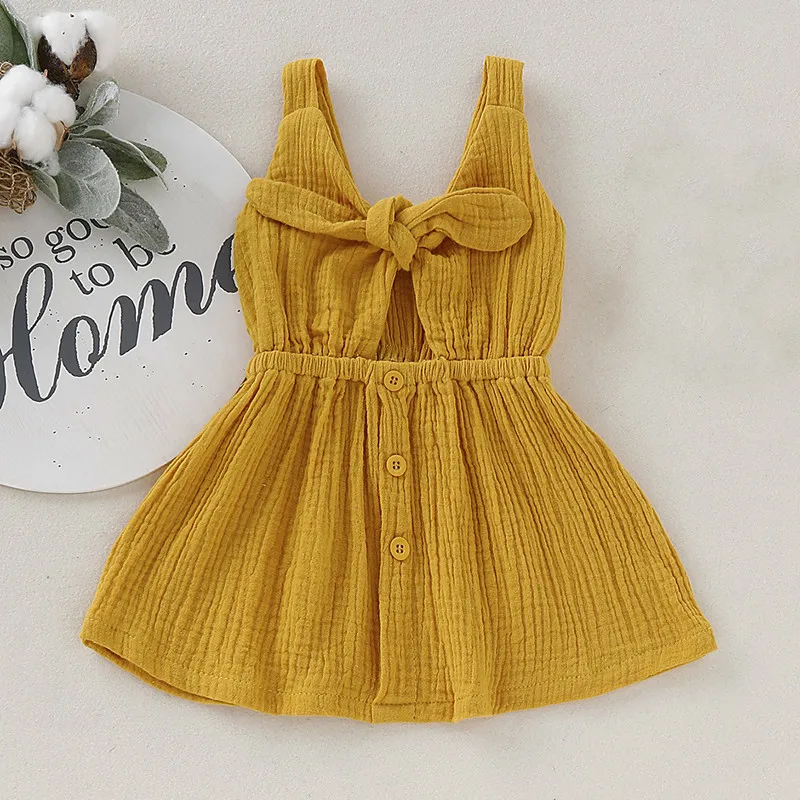 

Girls Dress Baby Girl Clothes Summer Sleeveless Princess Dress Solid Color Romper Kids Dresses For Girls Casual Wear