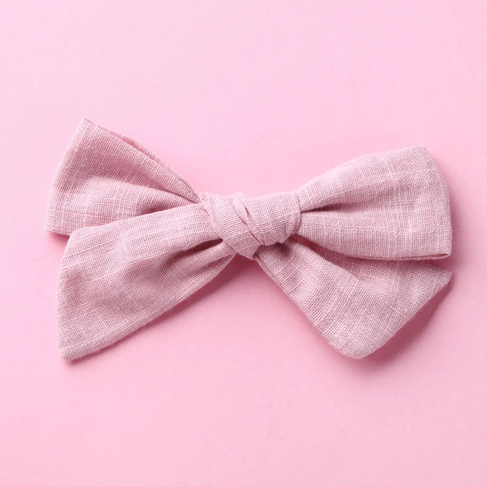 Dusty pink with Clip Handtied School Girl нейлоновый бант или заколки для волос, цветочный принт тканевый бант повязки на голову Baby Shower подарок - Цвет: Dusty pink with Clip