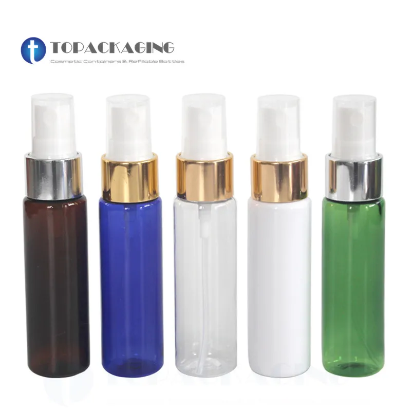 50pcs*30ML Spray Pump PET Bottle Empty Cosmetic Container Plastic Perfume Refillable Packing Mist Atomizer Anodized Aluminum