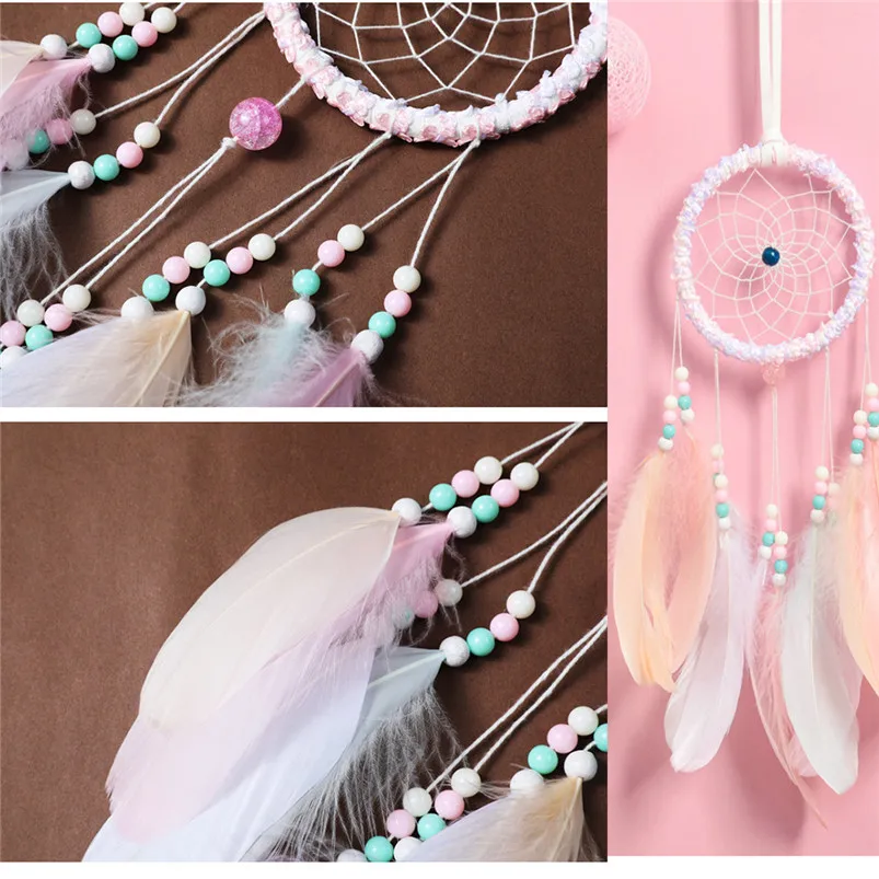 Dream Catcher Dreamcatcher Feathers Night Light Girl Room Bell Bedroom Romantic Hanging Decoration Home Decor 35JY2406