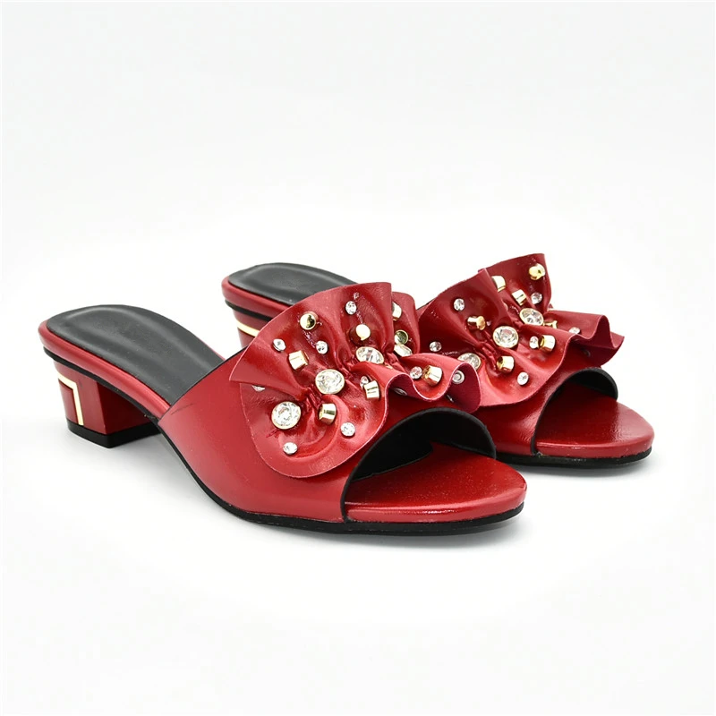 Новейший дизайн; женские босоножки в африканском стиле; коллекция года; летние женские модельные туфли; элегантные туфли с открытым носком и кристаллами; свадебные туфли со стразами - Цвет: Красный