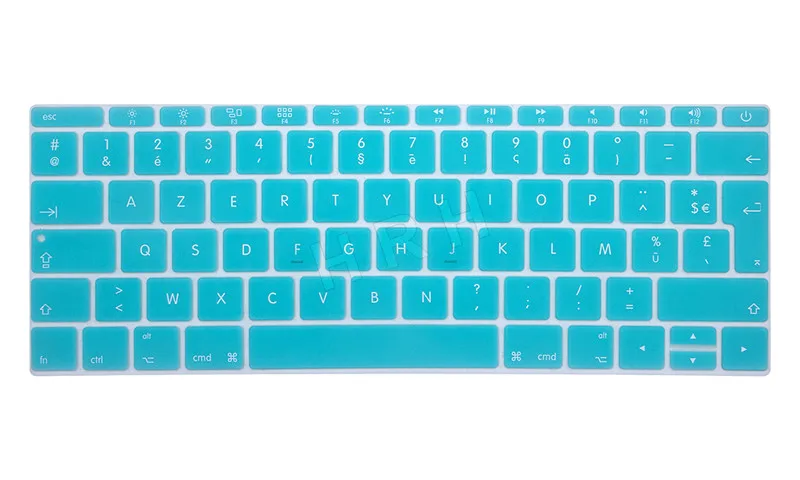 HRH AZERTY французский Великобритании силиконовый чехол кожи для MacBook New Pro 1" A1708(версия, без Touch Bar) 12" A1534 retina - Цвет: Aqua Blue