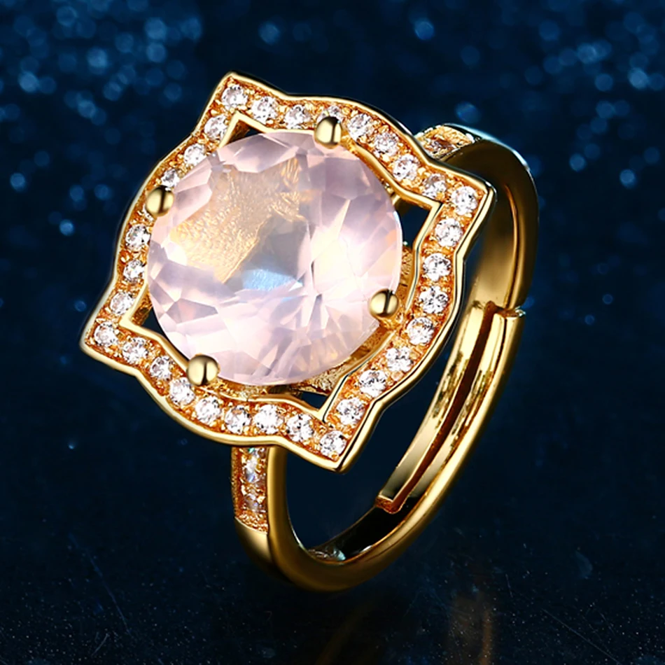 ALLNOEL 925 пробы Серебряное кольцо для женщин кольца из розового кварца ювелирные