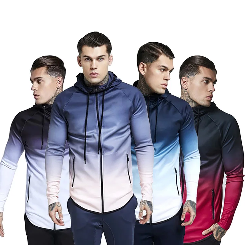 

Men's Sweatshirt Hoodie Jacket Junior O-neck Long Sleeve Gradient Zipper Easy Clean Jacket