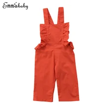 Детские комбинезоны для маленьких девочек, штаны, сарафан с оборками, комбинезон, комбинезон с повязкой, однотонный комбинезон, широкие штаны, наряды, штаны для девочек, От 1 до 6 лет