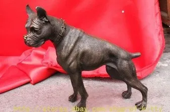 

Nice Large Bronze Boxer Dog Figure Statue 9"long