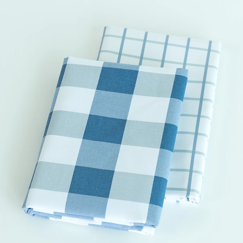 

Blue Plaid Cotton Fabric Cloth Pillow Tablecloth Sofa Fabric Manual DIY Sewing Canvas Linen Fabric Thicker Textile Material
