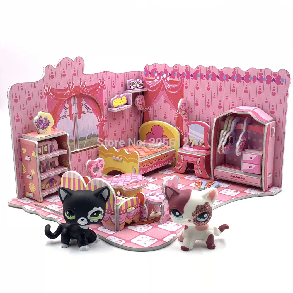 Lps Cat House Cute Foam Assembled Bedroom Accessories For Pet Shop Toys Short Hair Cat Dog Collie Great Dane Pet Not Included Action Figures Aliexpress