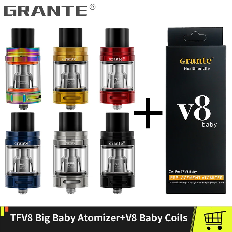

GRANTE TFV8 Big Baby Atomizer With TFV8 Baby M2 Coil 5ml Top Filling Tanks Vaporizer Atomizer VS SMOK TFV8 Big Baby Tanks