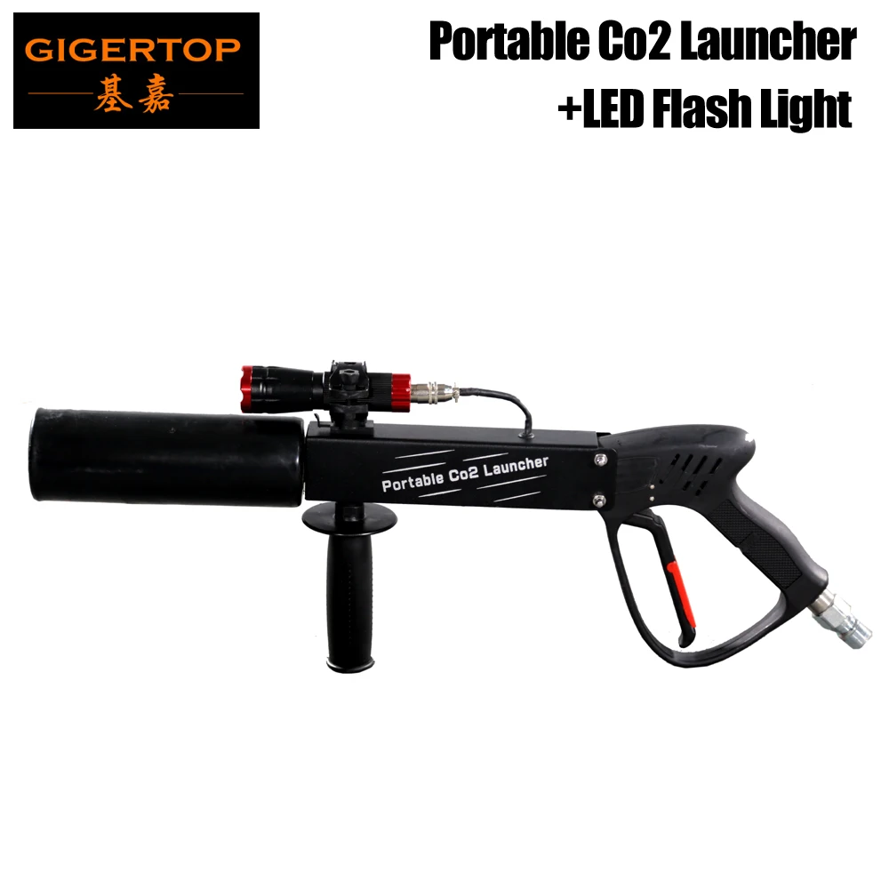 

Gigertop TP-T03B Co2 Dj Gun with Flash light Effect Machine DC 4.5V AAA Battery 4M High Pressure Long Gas Hose CE ROHS