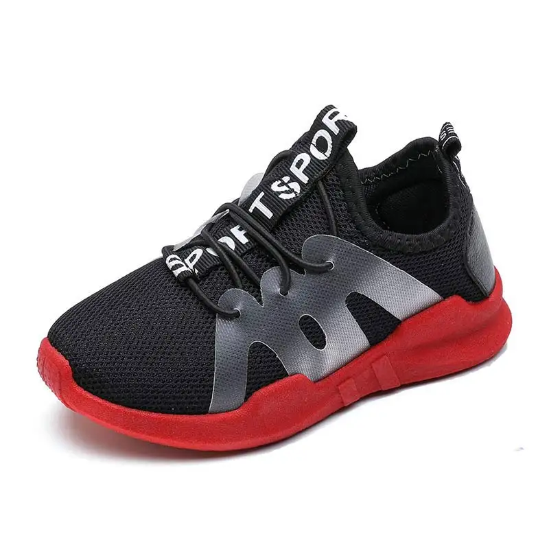 Обувь для детей для маленьких мальчиков девочек Детская Повседневное кроссовки из сетчатого материала дышащие мягкие кроссовки спортивная обувь#23 унисекс осень - Цвет: Черный