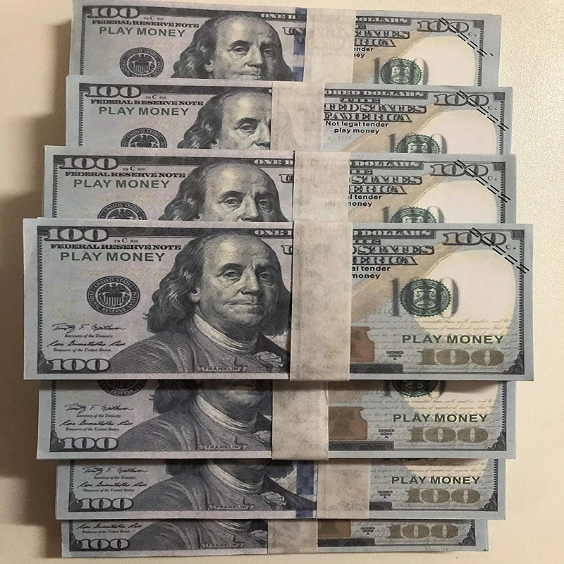 

30/60 Pcs Copy Money Movie Prop Full Print 2 Sided $100 Dollar Bills Stack for Movies TV Training FJ88