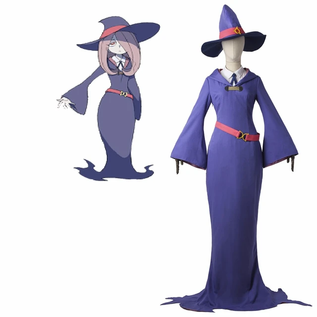 Cosplaydiy pequena bruxa academia cosplay traje dos desenhos animados anime  pequena bruxa academia sucy manbavaran vestido