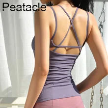Peatacle beauty Back Женская энергетическая Йога рубашки спортивный бюстгальтер с подушкой фитнес-тренажерный зал Топ Активные тренировки рубашка сухая посадка компрессионный бег