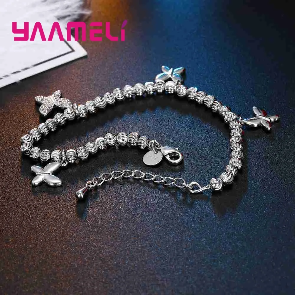 YAAMELI Новый Дизайн 925 пробы серебряный браслет Для женщин Бусы Браслеты с бабочкой аксессуары браслеты Новые поступления