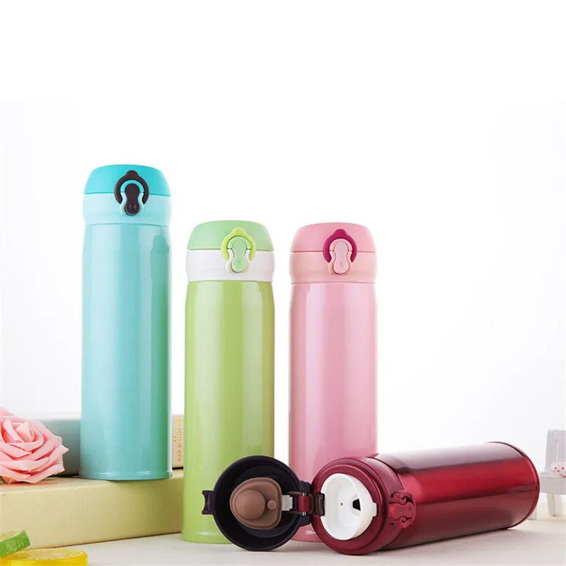 350/500ML Creative Stainless Thermoses Cup Water Bottle Steel Latch