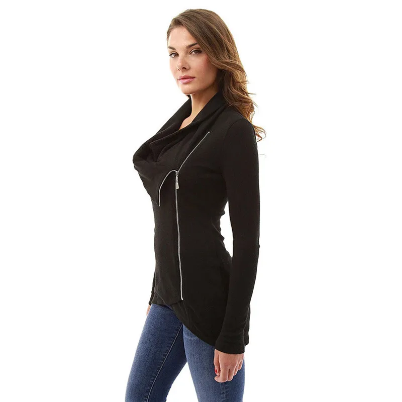 Long Sleeve Women Autumn Winter Coats Jackets Sold Color Zipper Pullover Tops Ladies Fashion 