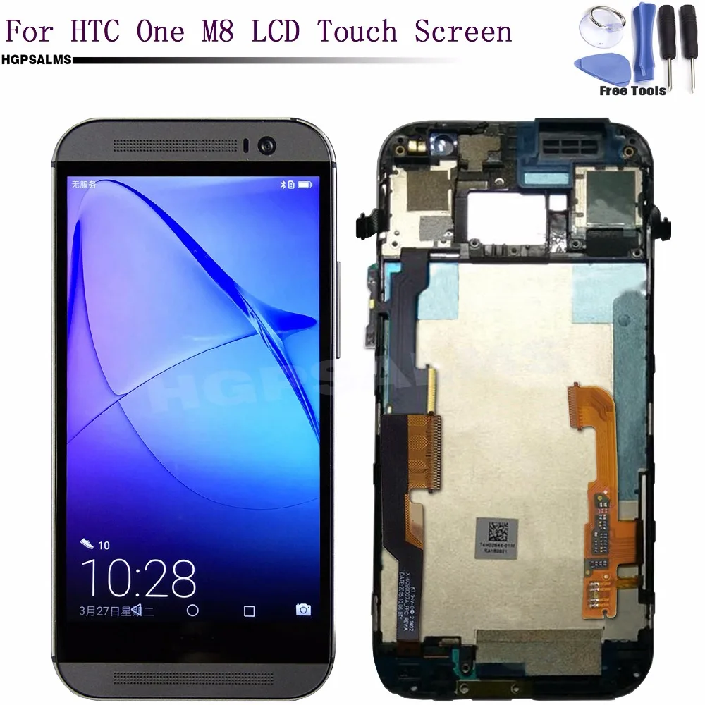 

For HTC One M8 LCD Display Touch Screen Digitizer Assembly Replacement Parts With Frame 5.0 Inch + tools