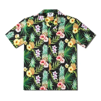 

Hawaiian Shirt Men Pineapple Printed Beach Aloha Shirts Summer Fashion Short Sleeve Graphic Tees Men Casual Camisa Masculina