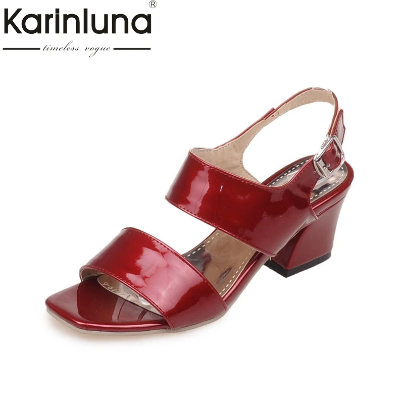 

KarinLuna 2018 Large Size 33-43 Leisure Summer Women Sandals Shoes Woman Square Heels Top Quality Female Footwear
